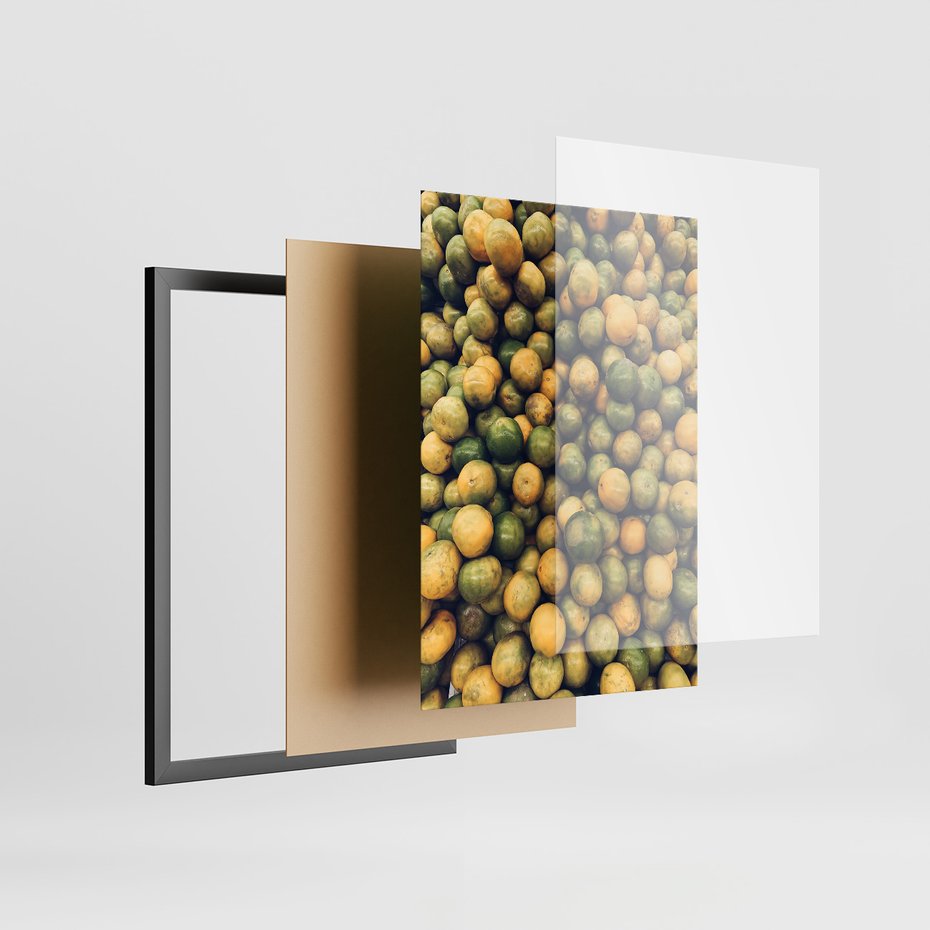 Zestaw obrazy w ramie, plakaty - owoce, cytryny, pozytywne - rama czarna