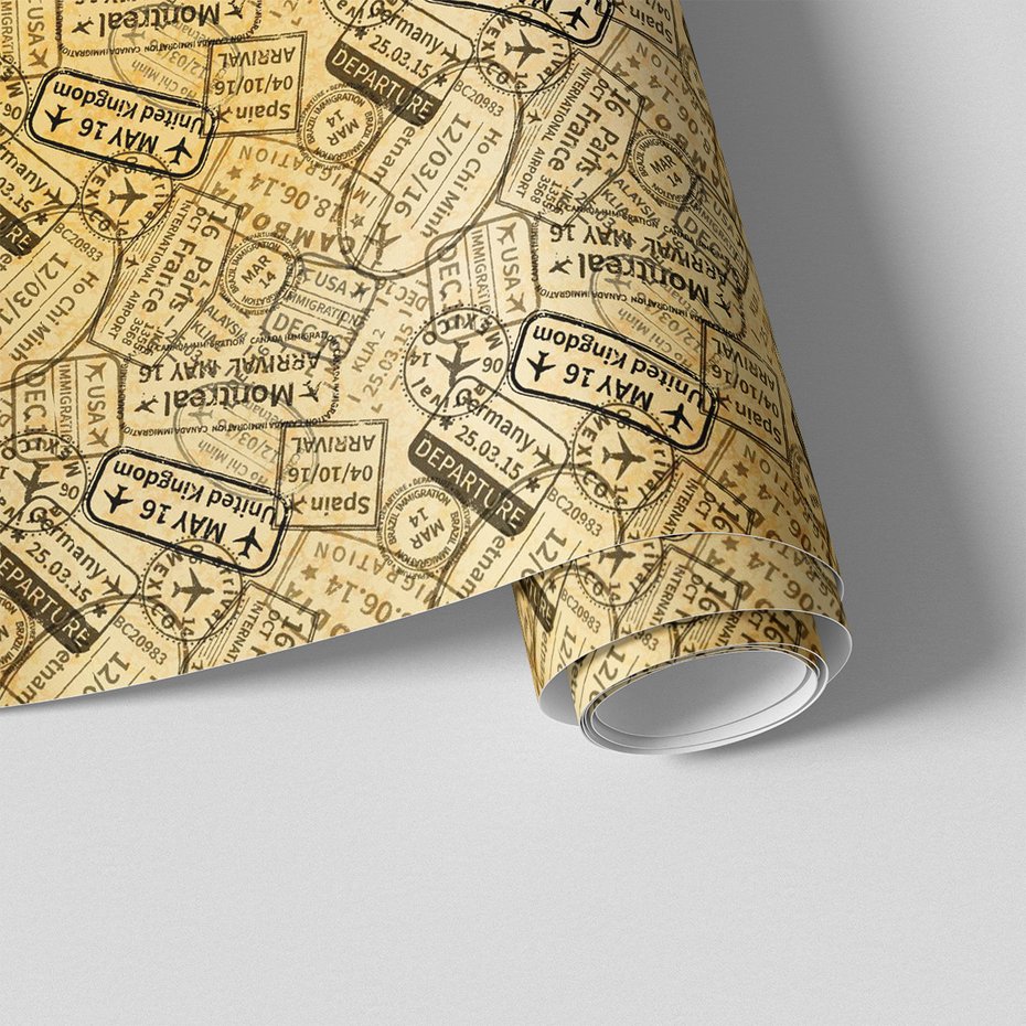 Tapeta - pieczątki, paszport, podróż