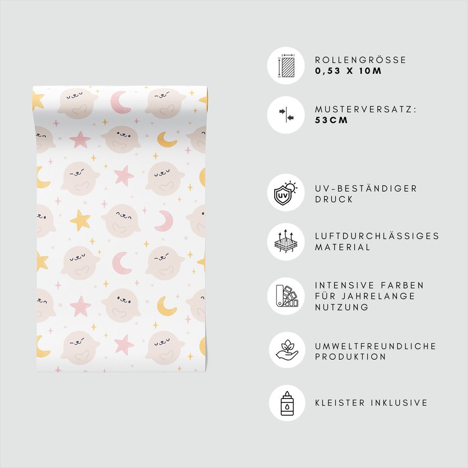 Tapeta - dziecięca, duch, gwiazda, księżyc