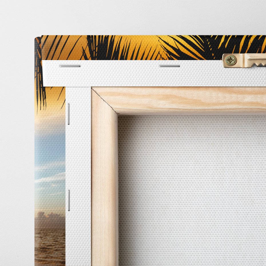 Obraz na płótnie - plaża, palmy, zachód słońca