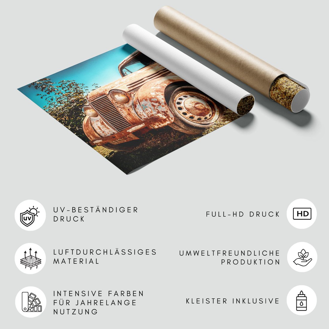 Fototapeta - samochód, zardzewiały, klasyczny