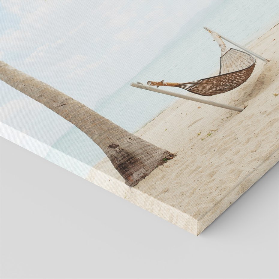 Obraz na płótnie - plaża, palma, hamak