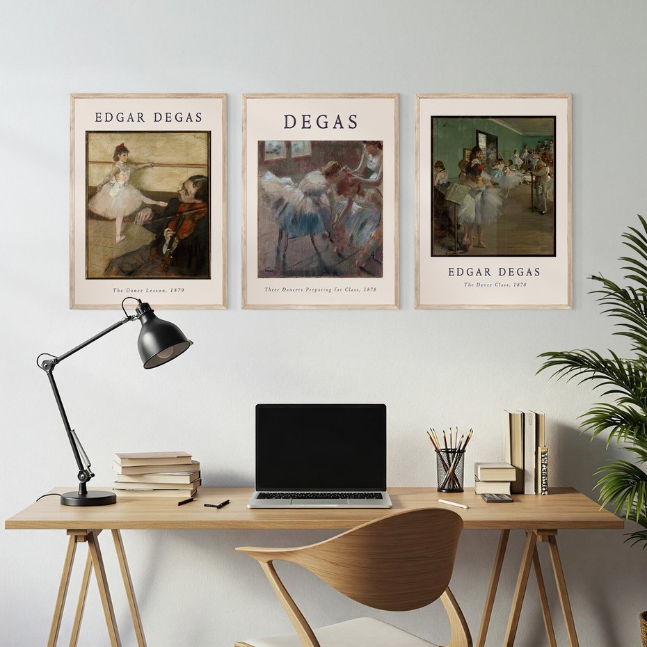 Zestaw obrazy w ramie, plakaty - balet, tancerki, Degas - rama drewno