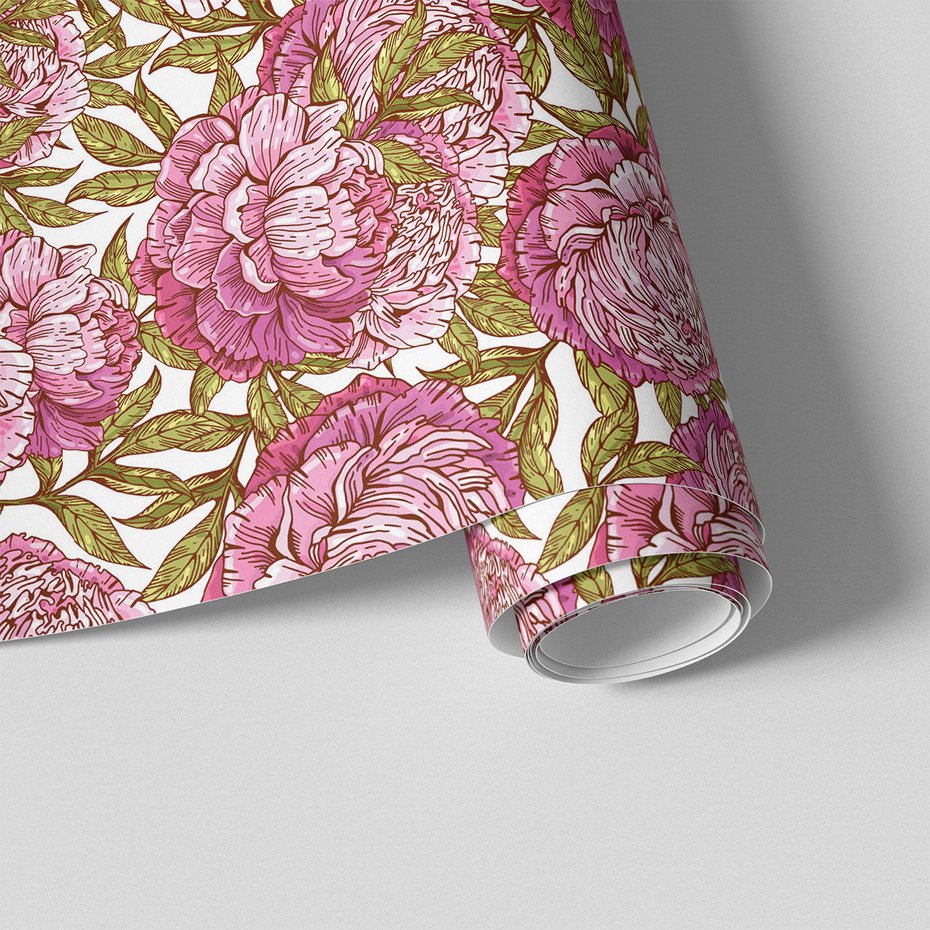 Tapeta - kwiaty, liście, rysunek