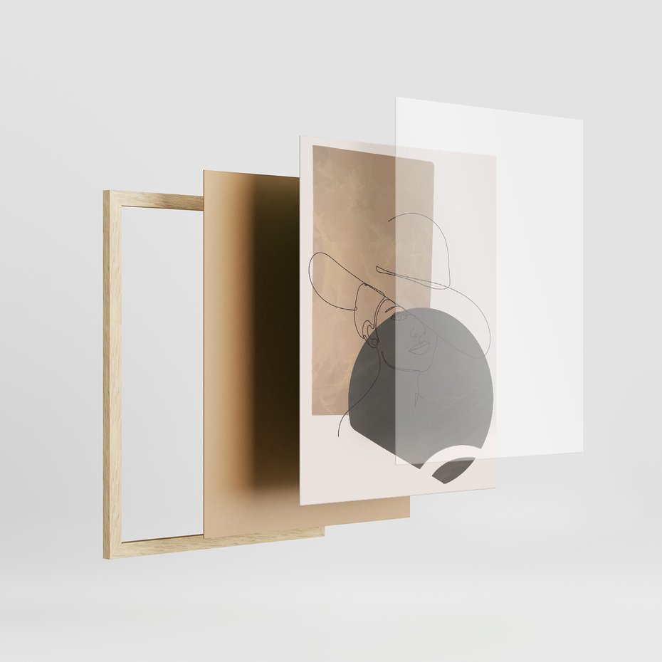 Zestaw obrazy w ramie, plakaty - kobieta, portret, abstrakcja - rama drewno