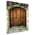 Obraz na płótnie - drzwi, kwiaty, kamień