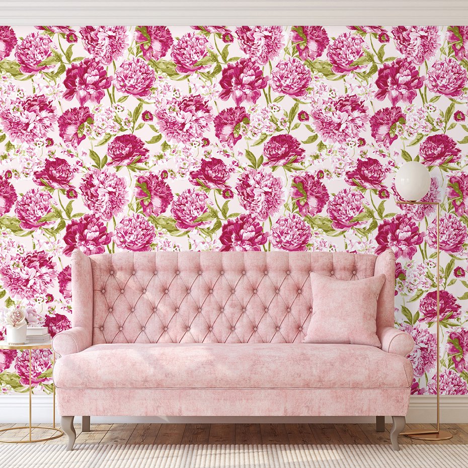 Tapeta - kwiaty, liście, wzór