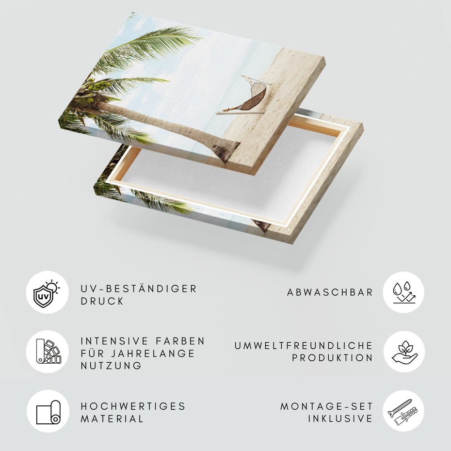 Obraz na płótnie - plaża, palma, hamak