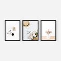 Zestaw obrazy w ramie, plakaty - kwiaty, okulary, kompozycja - rama czarna