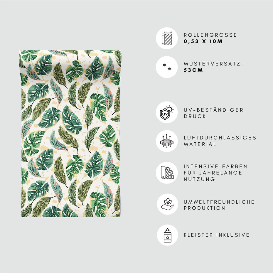 Tapeta - liście, monstera, wzór