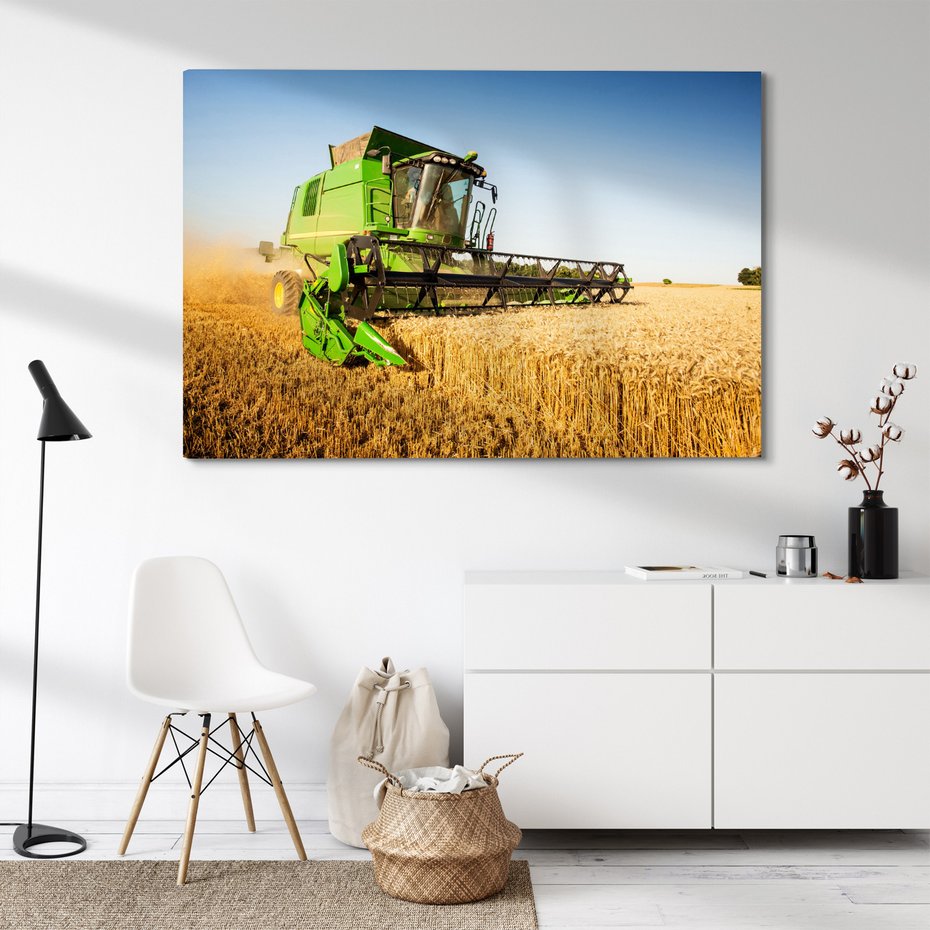 Obraz na płótnie - kombajn, rolnictwo, żniwa