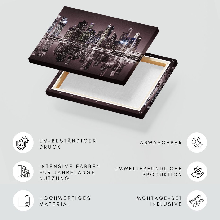 Obraz na płótnie - miasto, budynki, odbicie