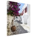 Obraz na płótnie - uliczka, kwiaty, biały