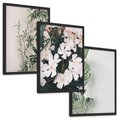 Zestaw obrazy w ramie, plakaty - rośliny, kwiaty, liście - rama czarna