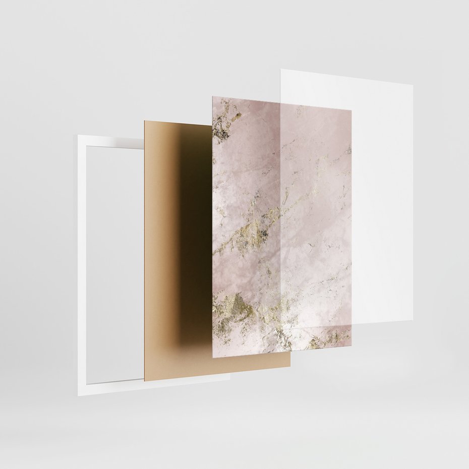 Zestaw obrazy w ramie, plakaty - marmur, tekstura, złoto - rama biała