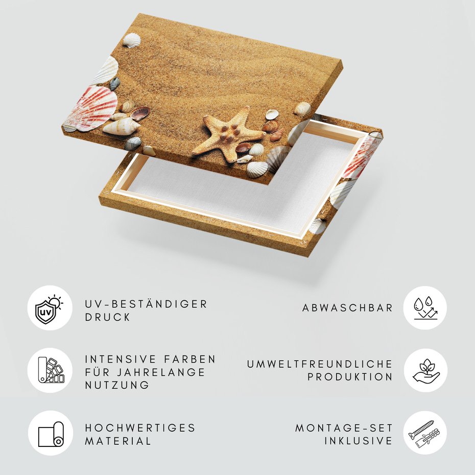 Obraz na płótnie - piasek, muszle, rozgwiazda