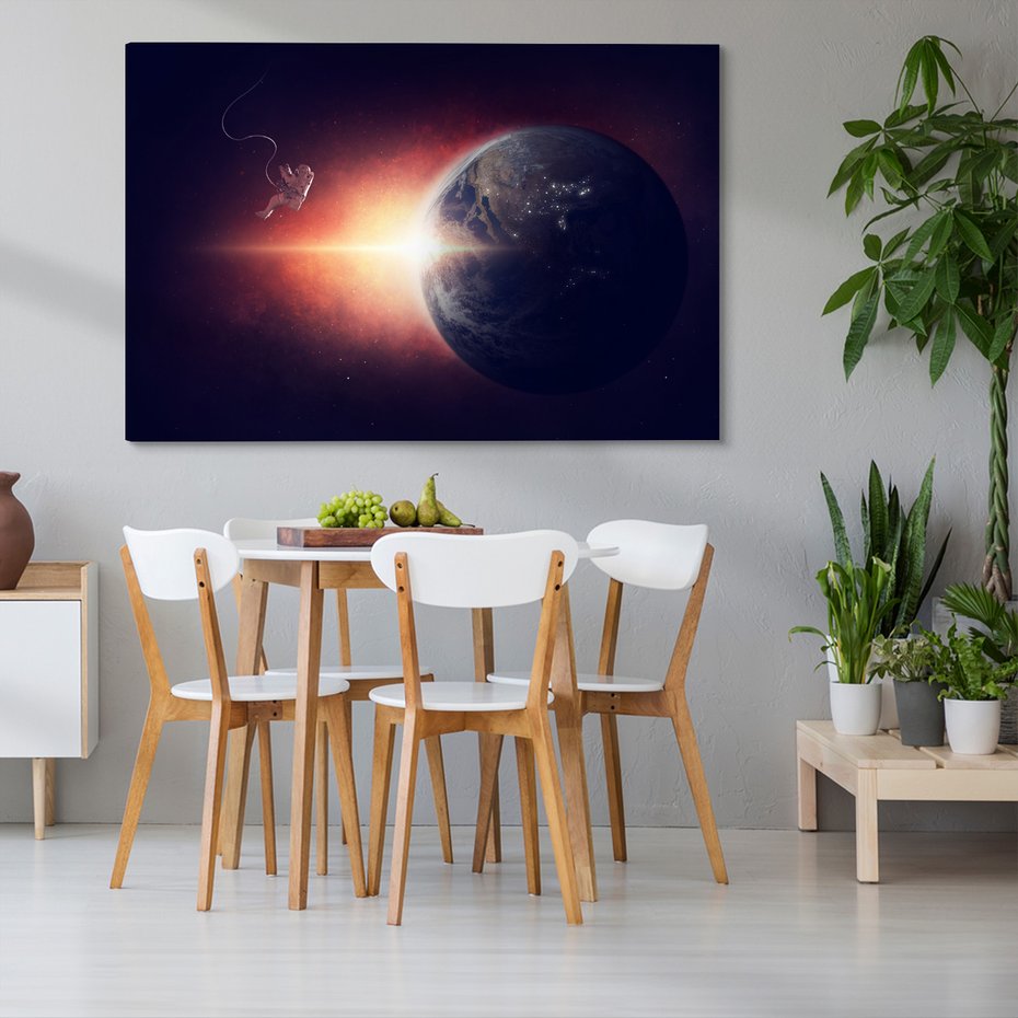 Obraz na płótnie - kosmos, planeta, astronauta