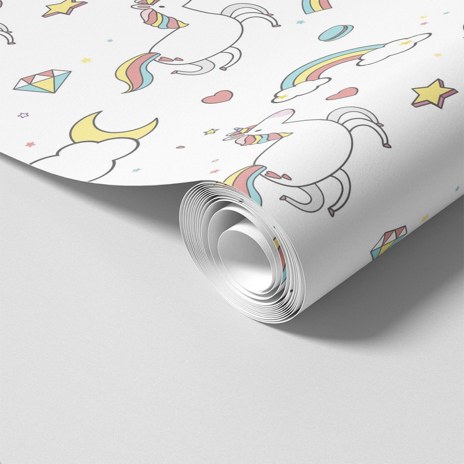 Tapeta - dziecięca, jednorożce, tęcze, gwiazdy