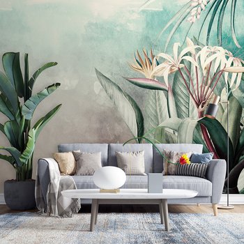 Fototapeta - loft, kwiaty, mural