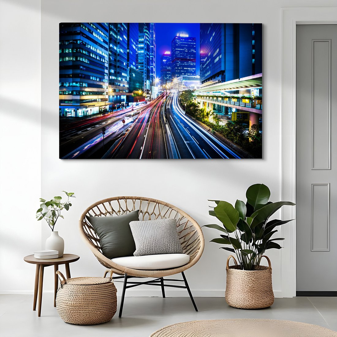 Obraz na płótnie - miasto, noc, budynki