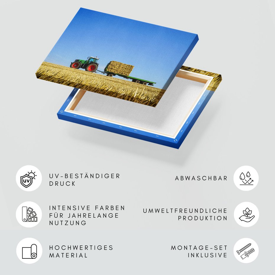 Obraz na płótnie - traktor, pole, niebo