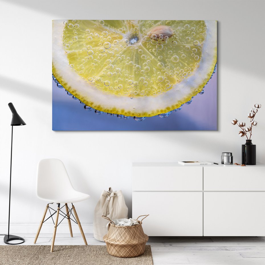 Obraz na płótnie - cytryna, bąbelki, napój