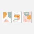 Zestaw obrazy w ramie, plakaty - abstrakcja, pastelowe, kształty - rama biała