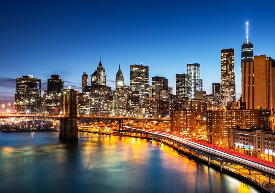 Fototapeta - miasto, most, noc