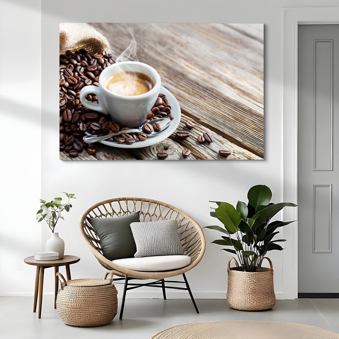 Obraz na płótnie - kawa, ziarna, napój