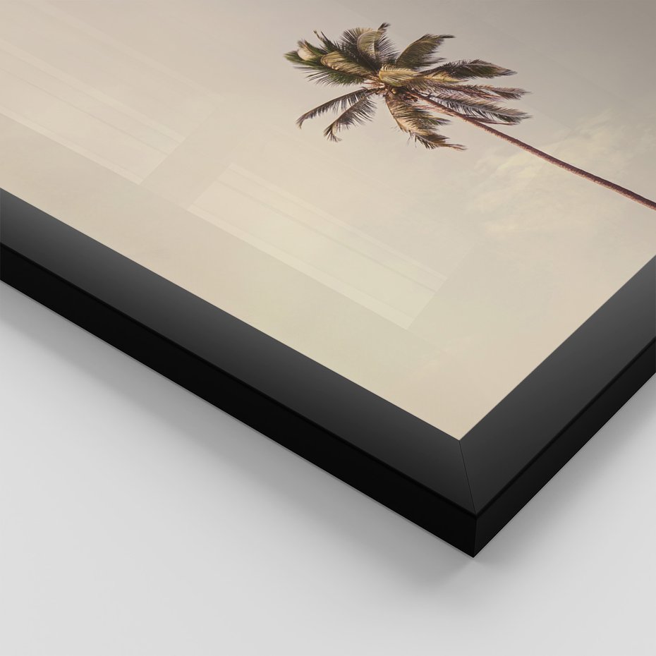 Zestaw obrazy w ramie, plakaty - plaża, morze, palmy - rama czarna