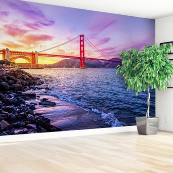 Fototapeta - most, woda, zachód słońca