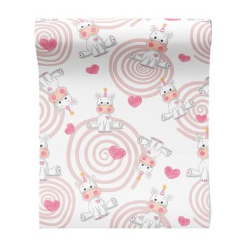 Tapeta - dziecięca, hipopotam, serce, wzór