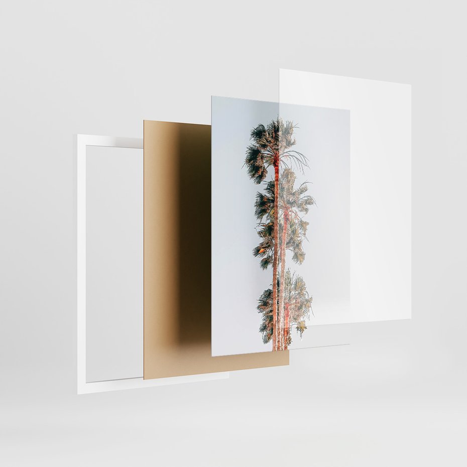 Zestaw obrazy w ramie, plakaty - palmy, tropikalny, lato - rama biała