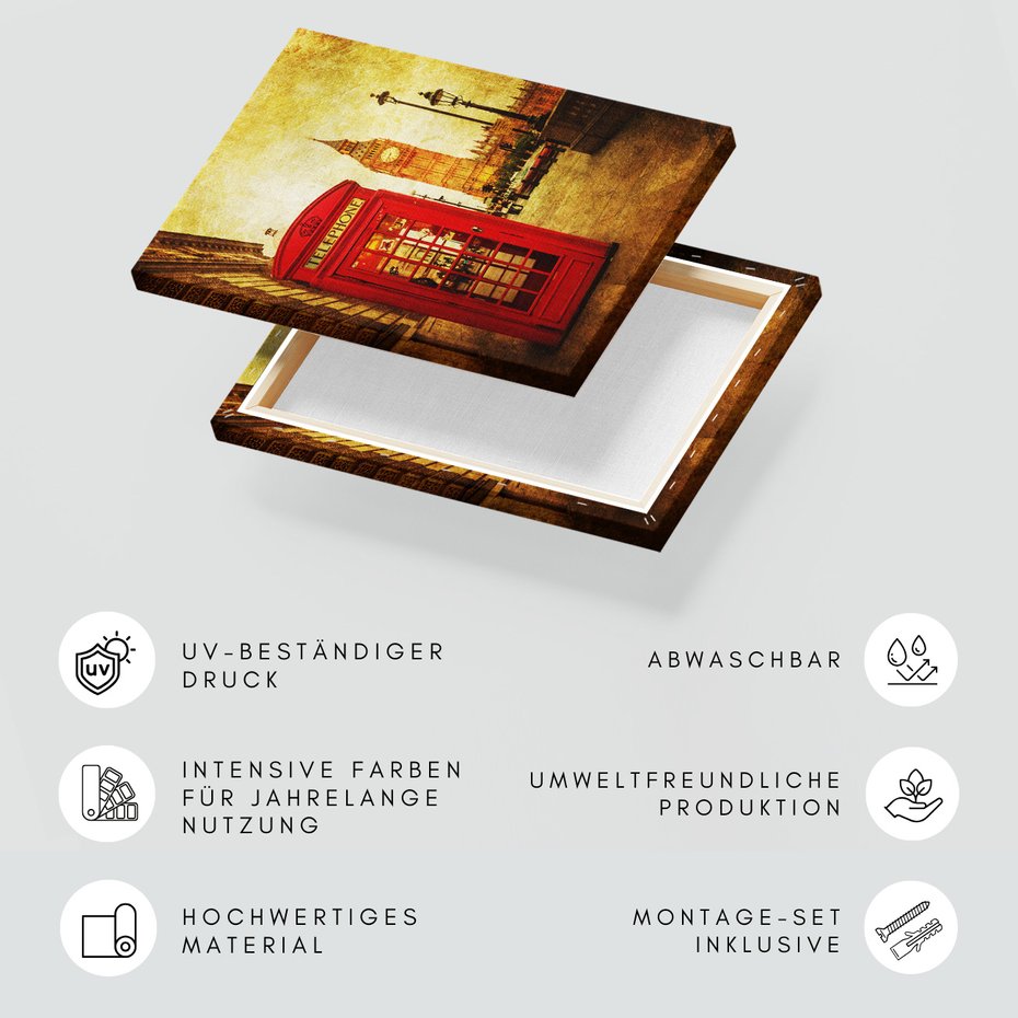 Obraz na płótnie - Londyn, budka telefoniczna, Big Ben