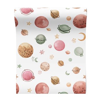 Tapeta - dziecięca, planety, gwiazdy, księżyc