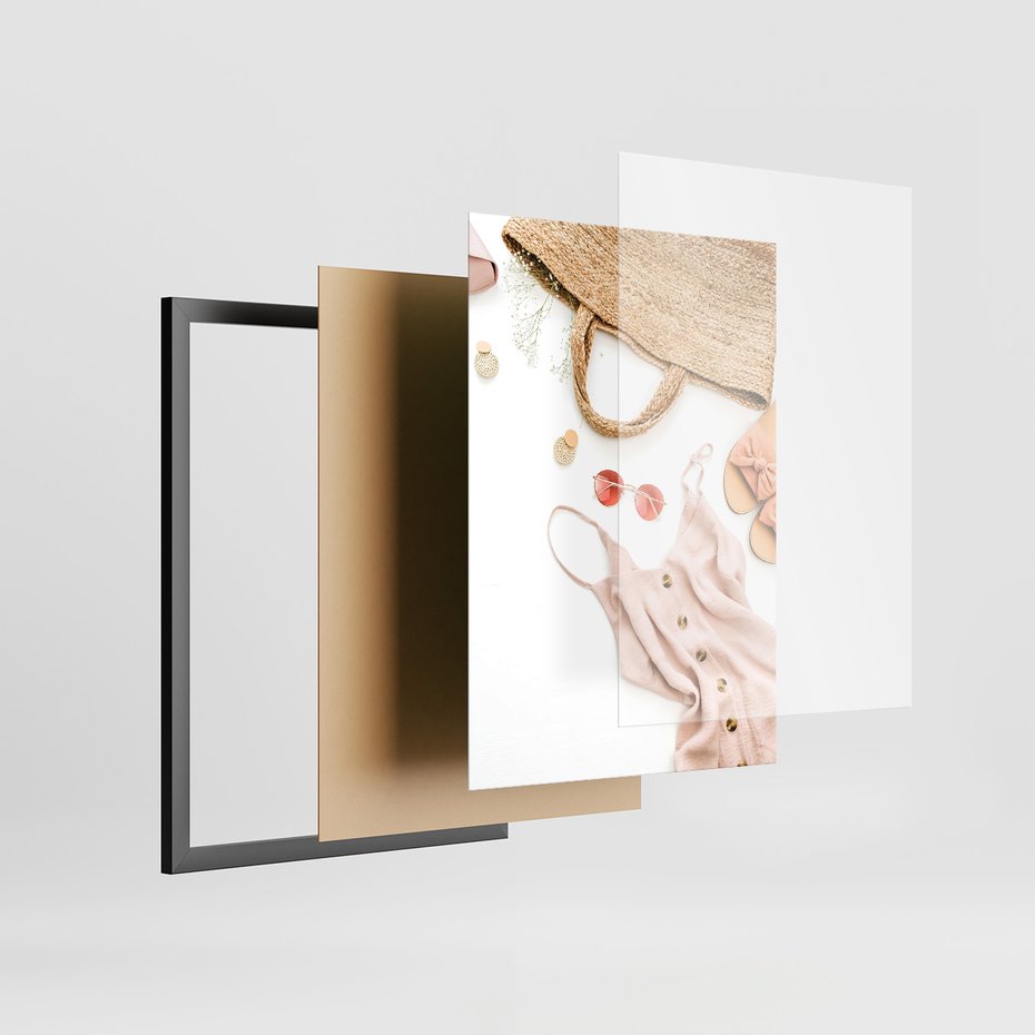Zestaw obrazy w ramie, plakaty - akcesoria, różowy, złoty - rama czarna