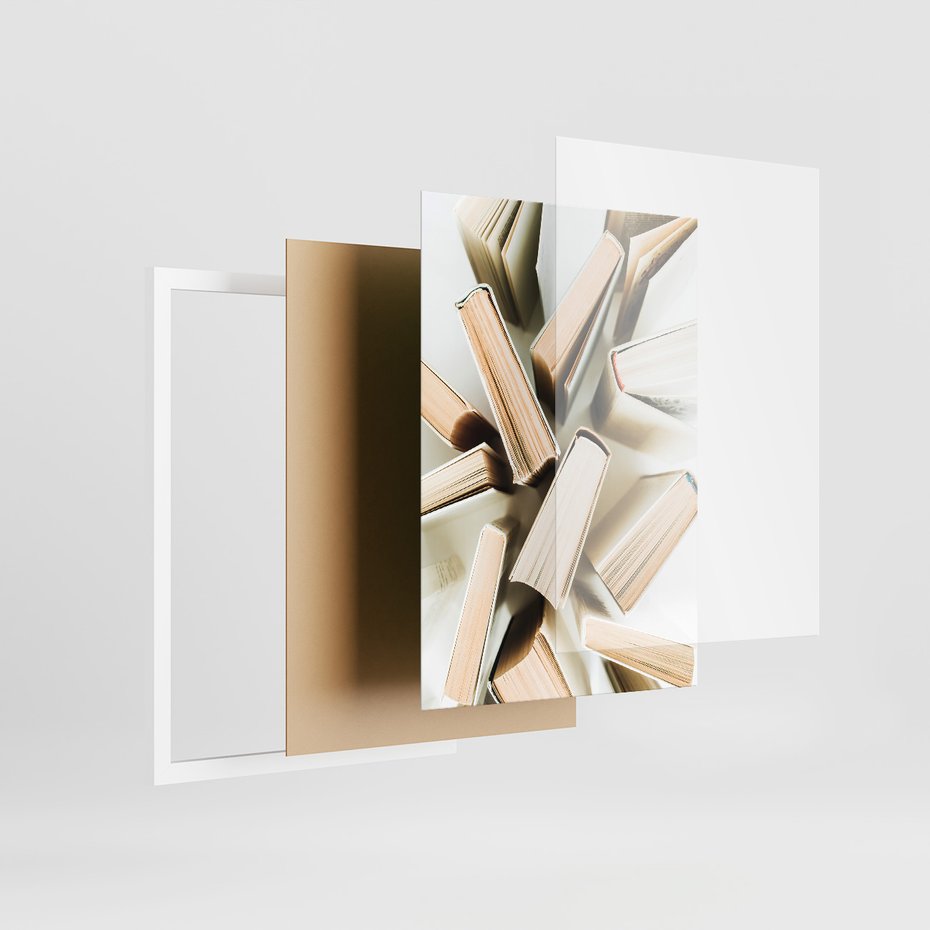 Zestaw obrazy w ramie, plakaty - książki, tekst, ściana - rama biała