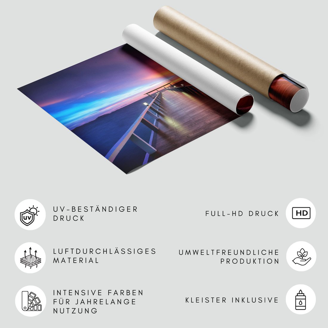 Fototapeta - morze, zachód słońca, molo