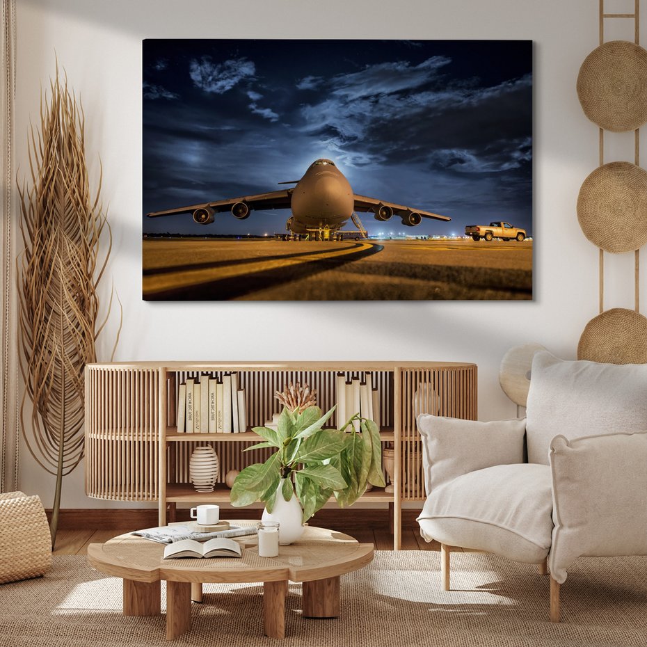 Obraz na płótnie - samolot, transport, noc