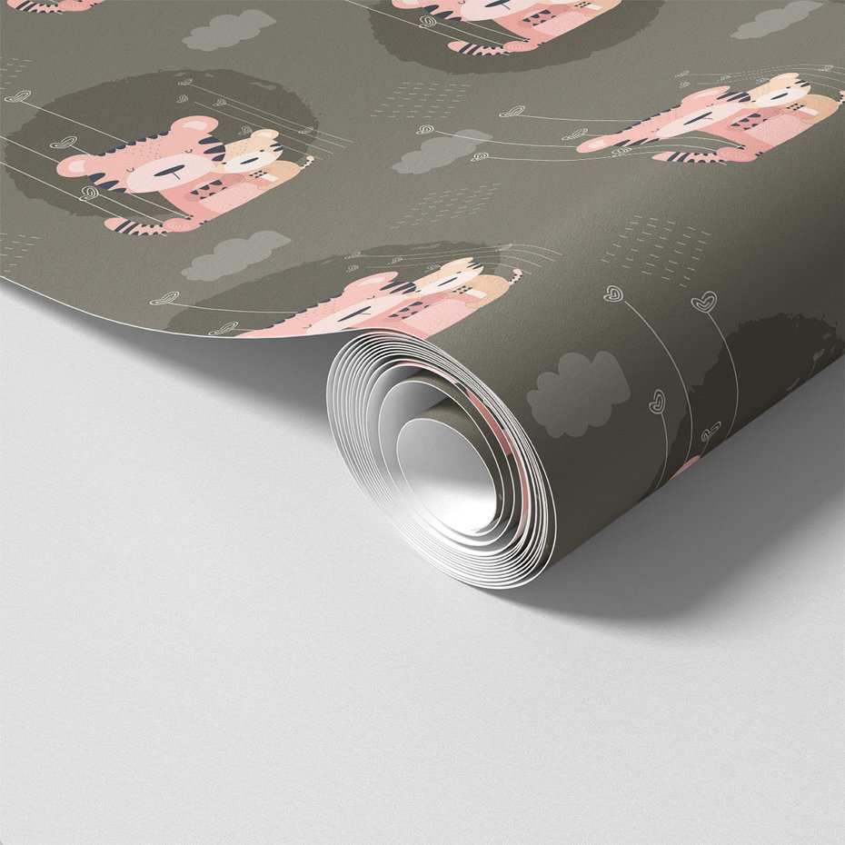 Tapeta - dziecięca, tygrysy, miłość, chmury