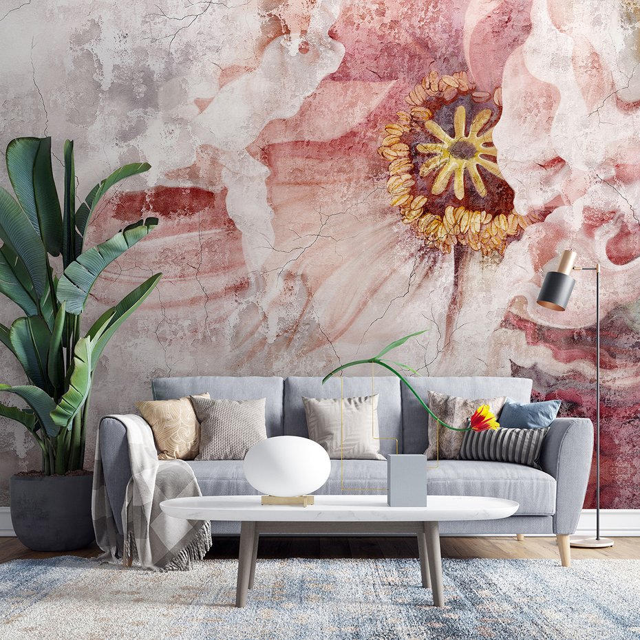 Fototapeta - loft, kwiaty, mural