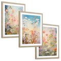 Zestaw obrazy w ramie, plakaty - kwiaty, rośliny, delikatne - rama drewno