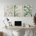 Zestaw obrazy w ramie, plakaty - liście, roślina, gałązka - rama drewno