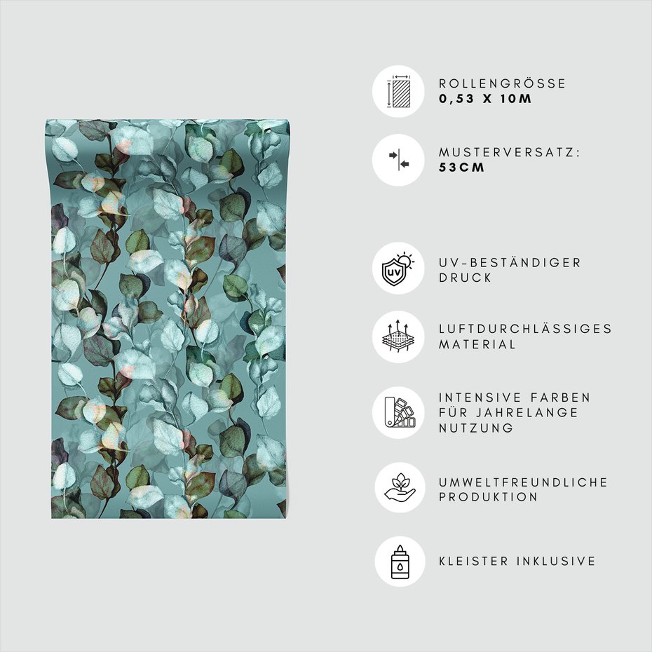 Tapeta - liście, gałązki, akwarela