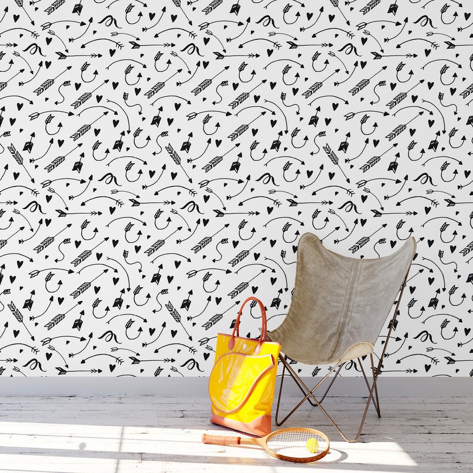 Tapeta - strzały, serca, linie