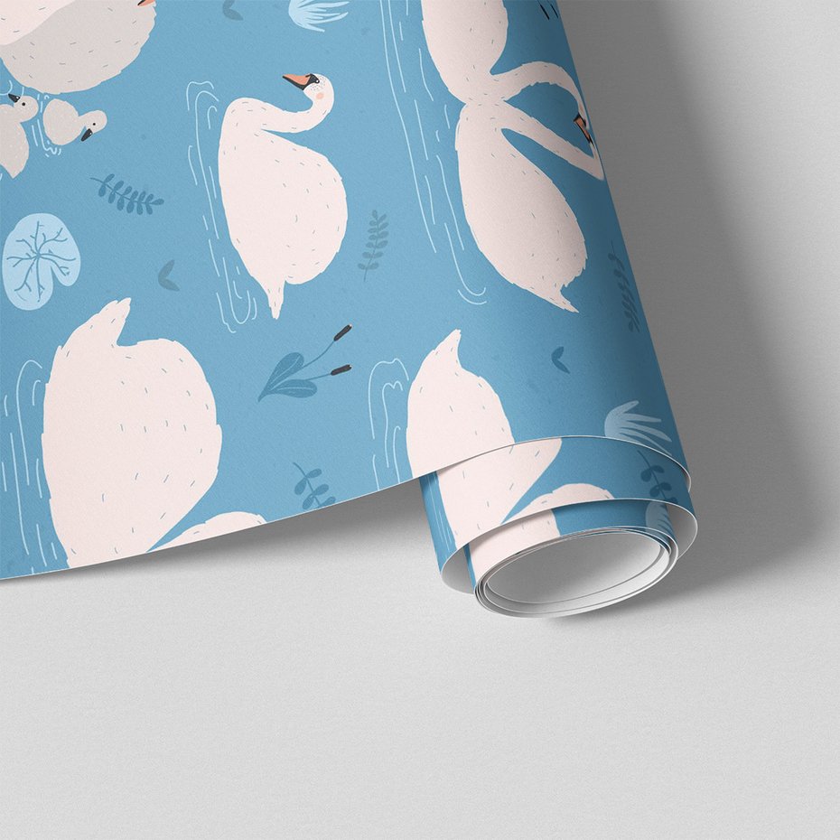 Tapeta - łabędzie, woda, rośliny