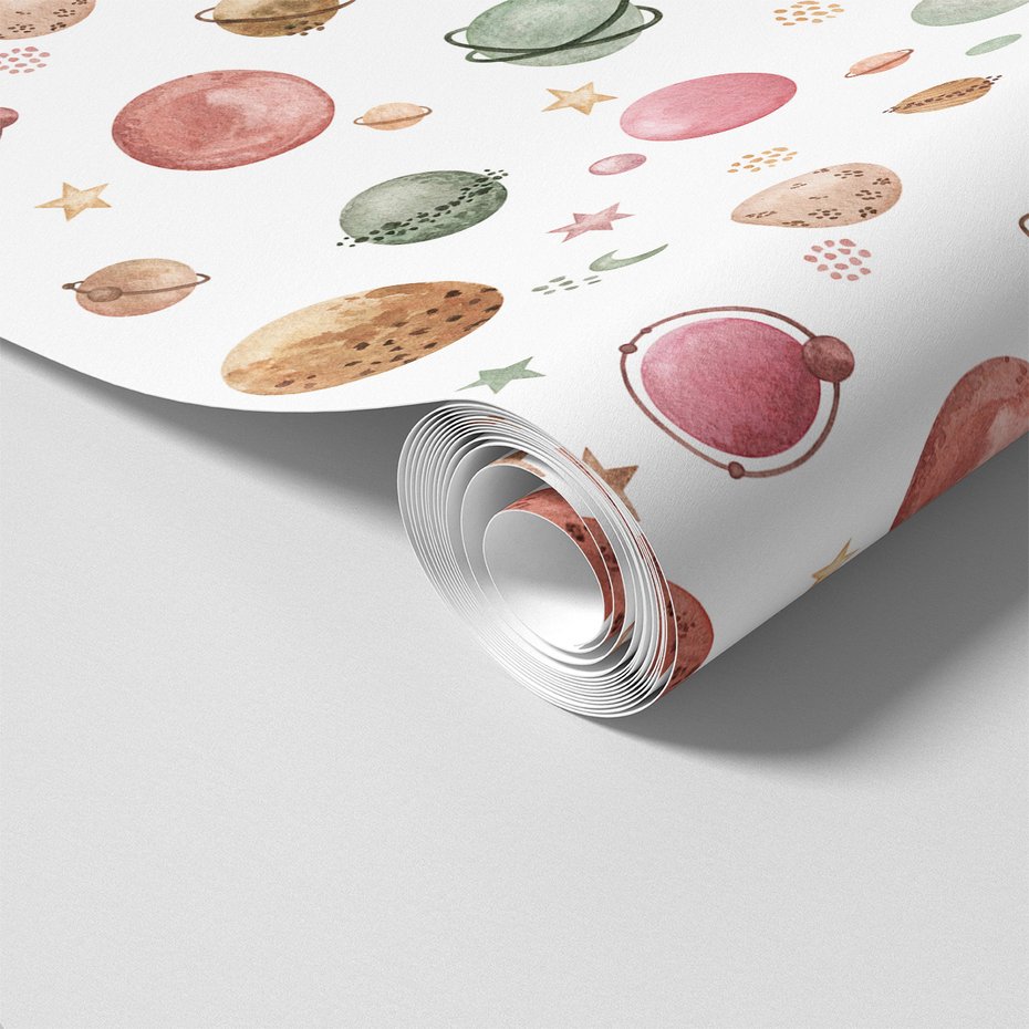 Tapeta - dziecięca, planety, gwiazdy, księżyc