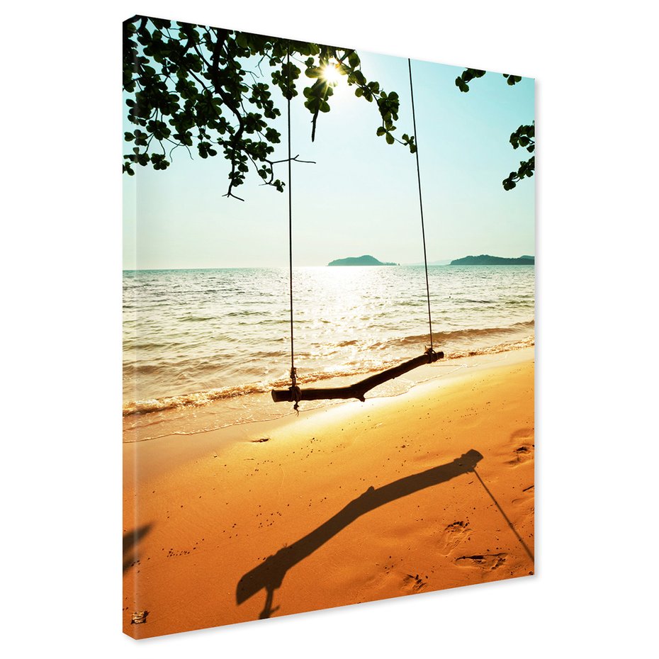 Obraz na płótnie - plaża, morze, huśtawka