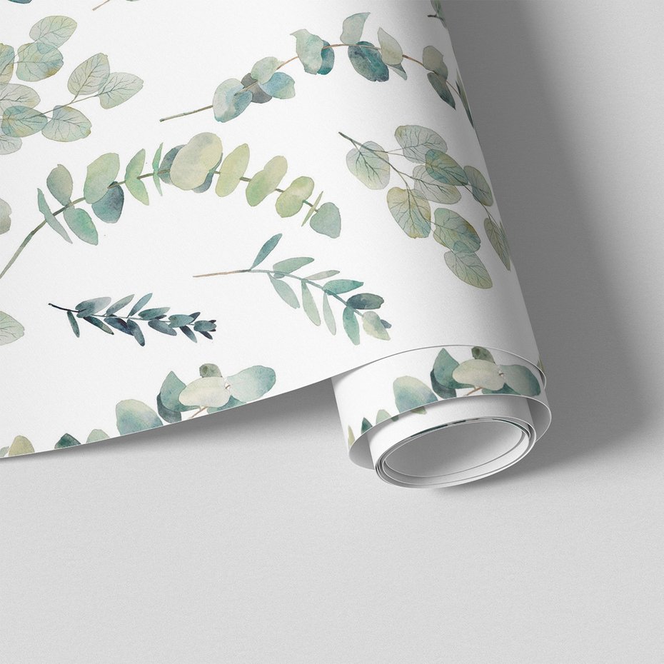 Tapeta - liście, gałązki, akwarela