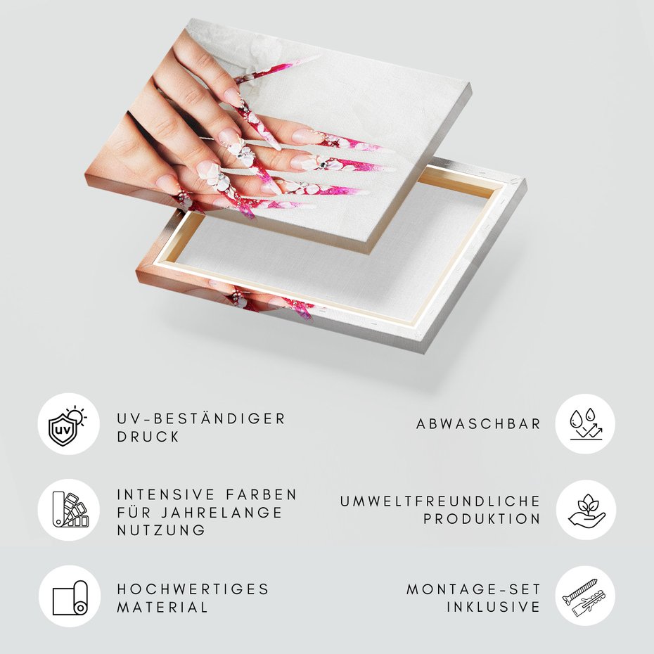 Obraz na płótnie - manicure, paznokcie, kwiaty